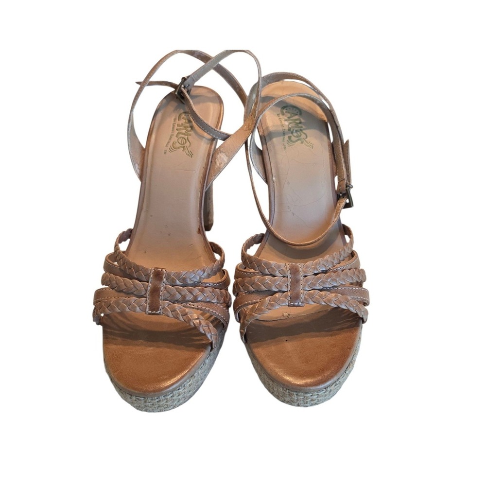 Carlos by Carlos Santana Tan Braided Platform Espadrille Sandals Women's 8.5M
